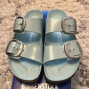 Birkenstock Arizona big buckle slide sandal. surf green. Size 37. US 6-6.5. New.